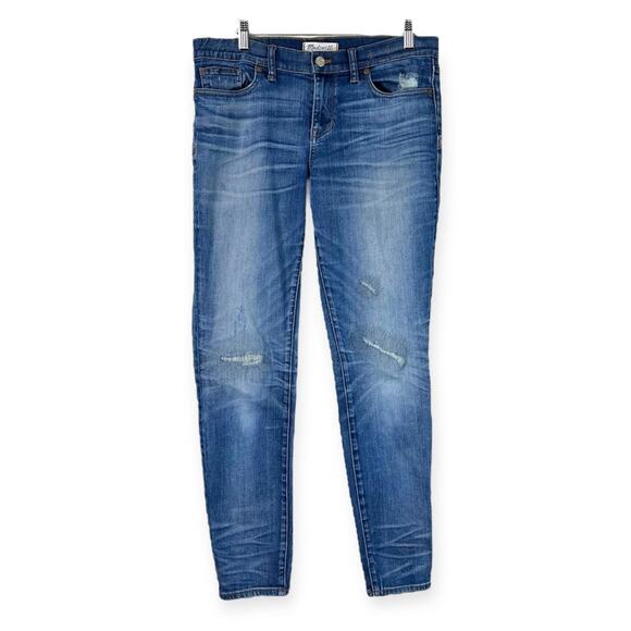 Madewell Skinny Ankle Jeans Mid Rise Medium Wash Distressed Women’s Size 29 - Picture 1 of 6